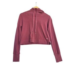 Sweaty Betty Womens Escape Fleece Cropped Hoodie XS Burgundy -‎ Italian Luxury